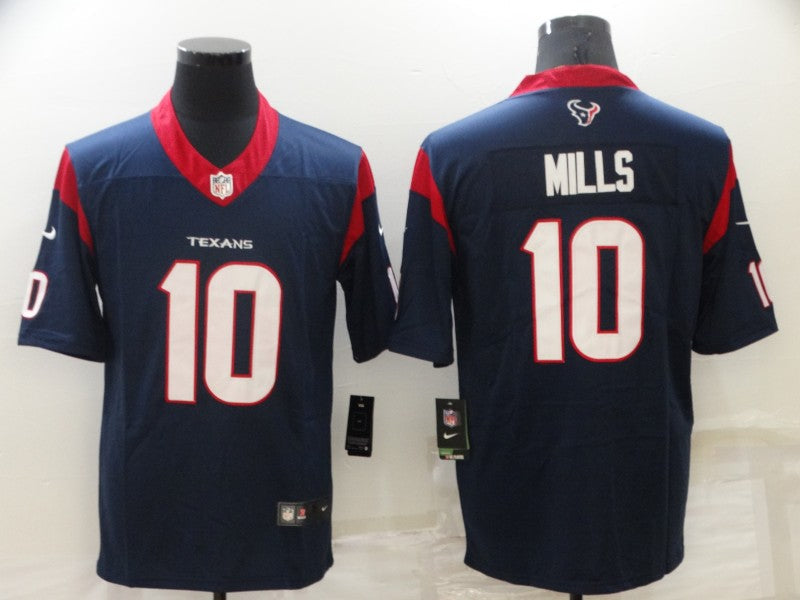 Men's Houston Texans Davis Mills #10 Navy Game Jerseys