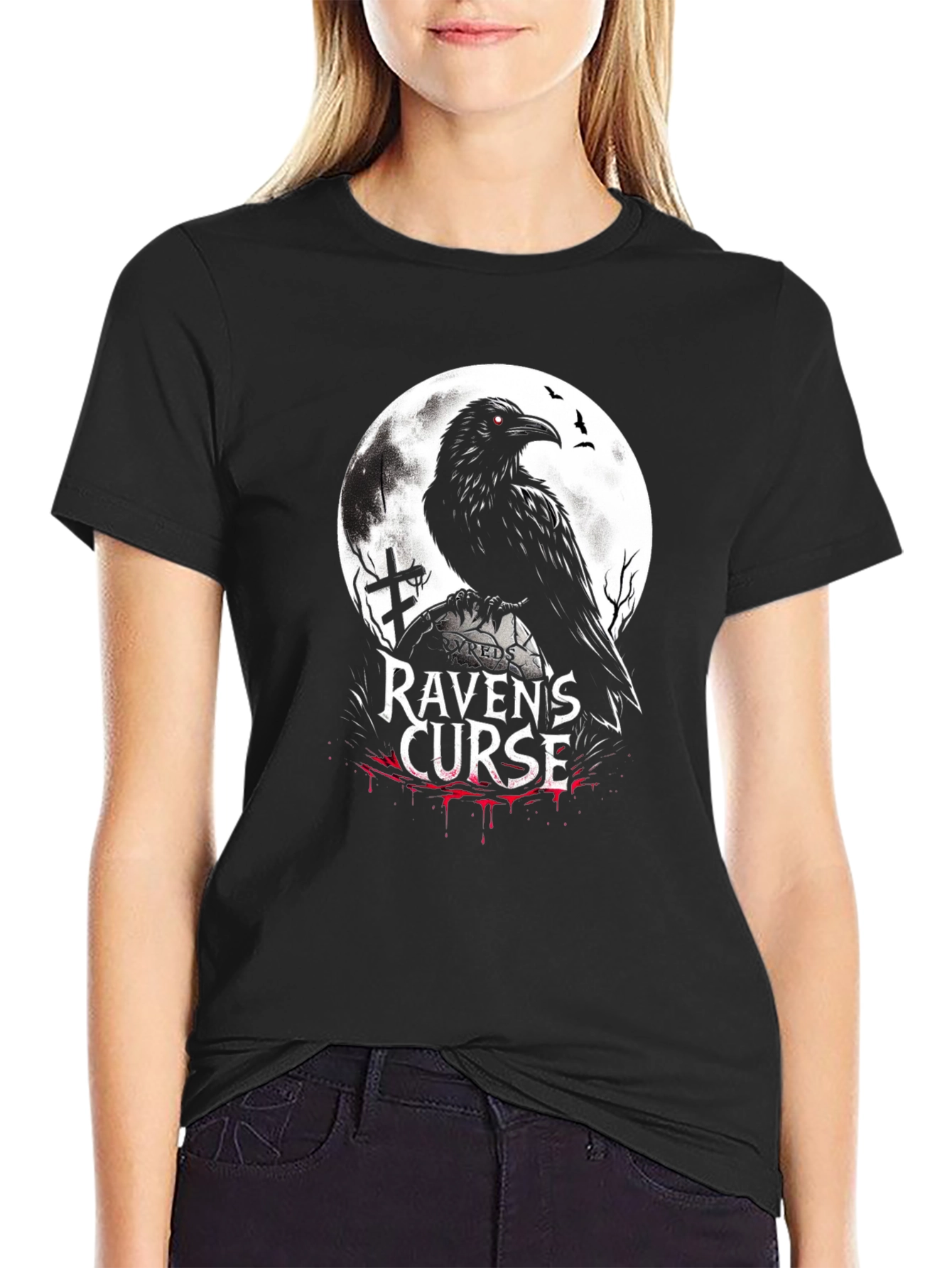 Ravens Curse Graphic T-Shirt - Gothic Style
