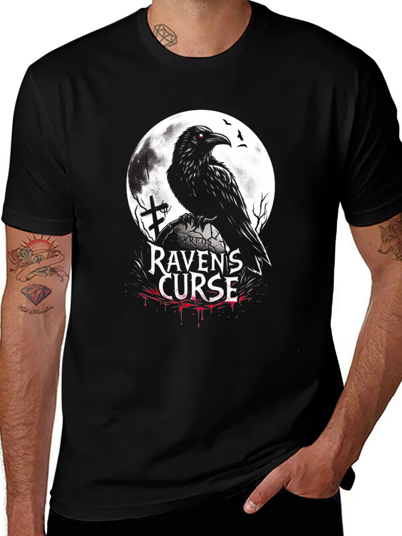 Ravens Curse Graphic T-Shirt - Gothic Style