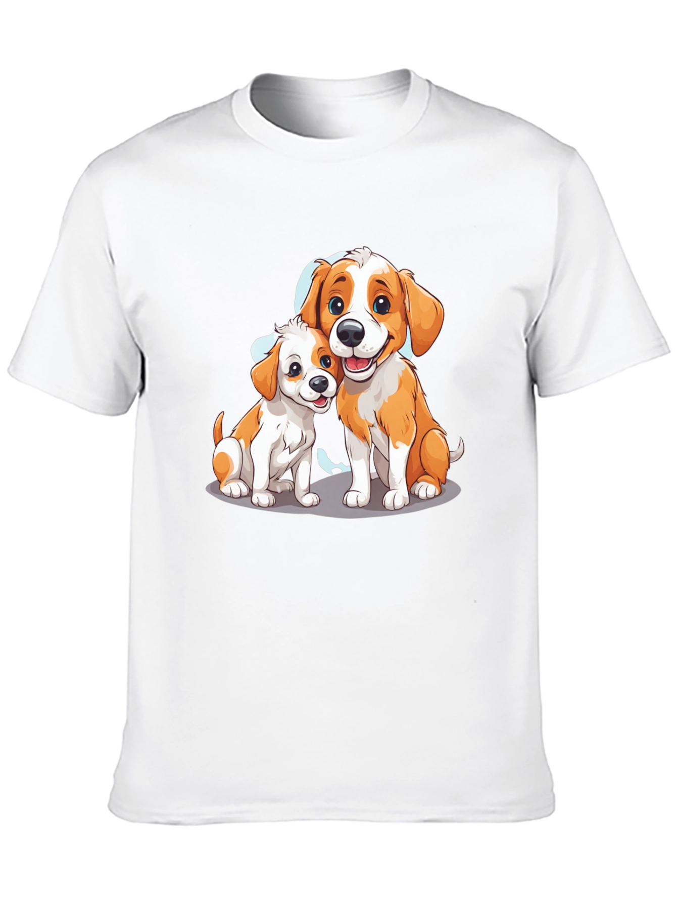 Cute Cartoon Dogs Graphic Tee - Black