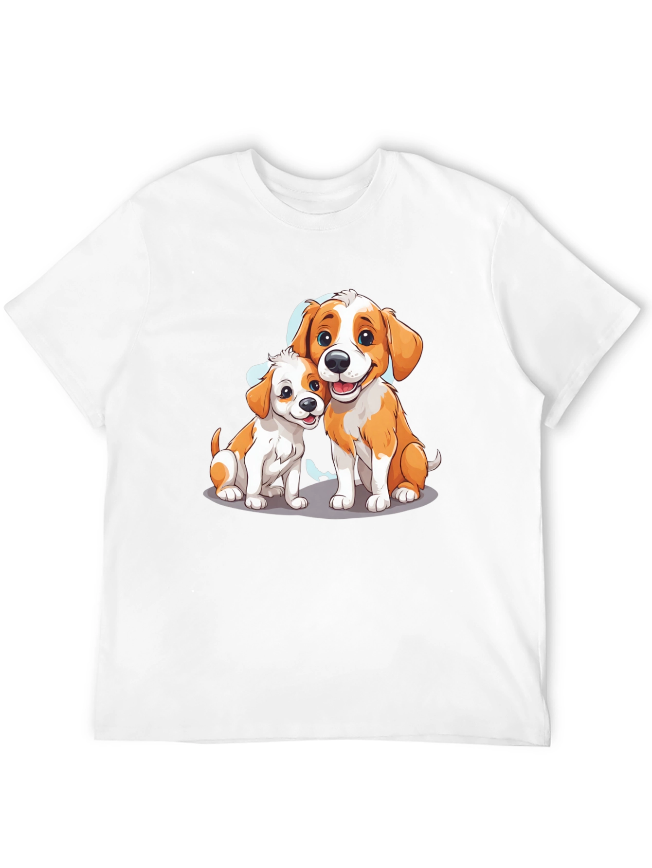 Cute Cartoon Dogs Graphic Tee - Black