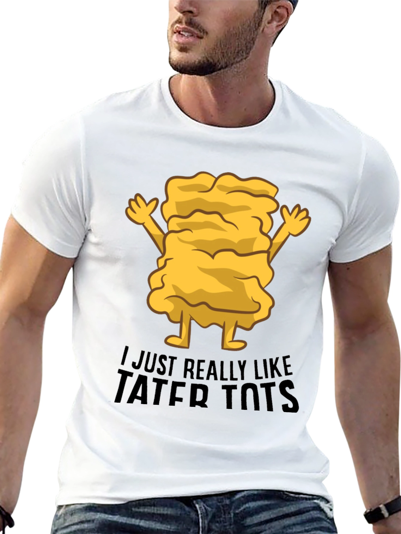Funny Tater Tots Graphic Black T-Shirt