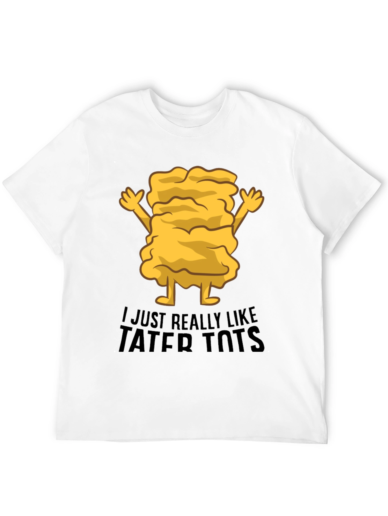 Funny Tater Tots Graphic Black T-Shirt