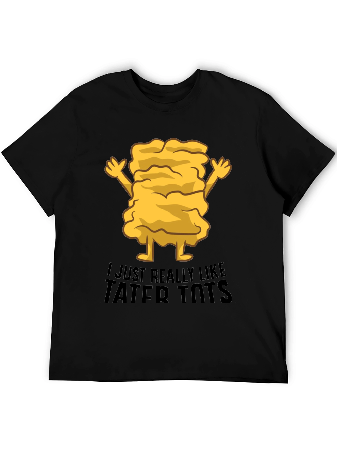 Funny Tater Tots Graphic Black T-Shirt