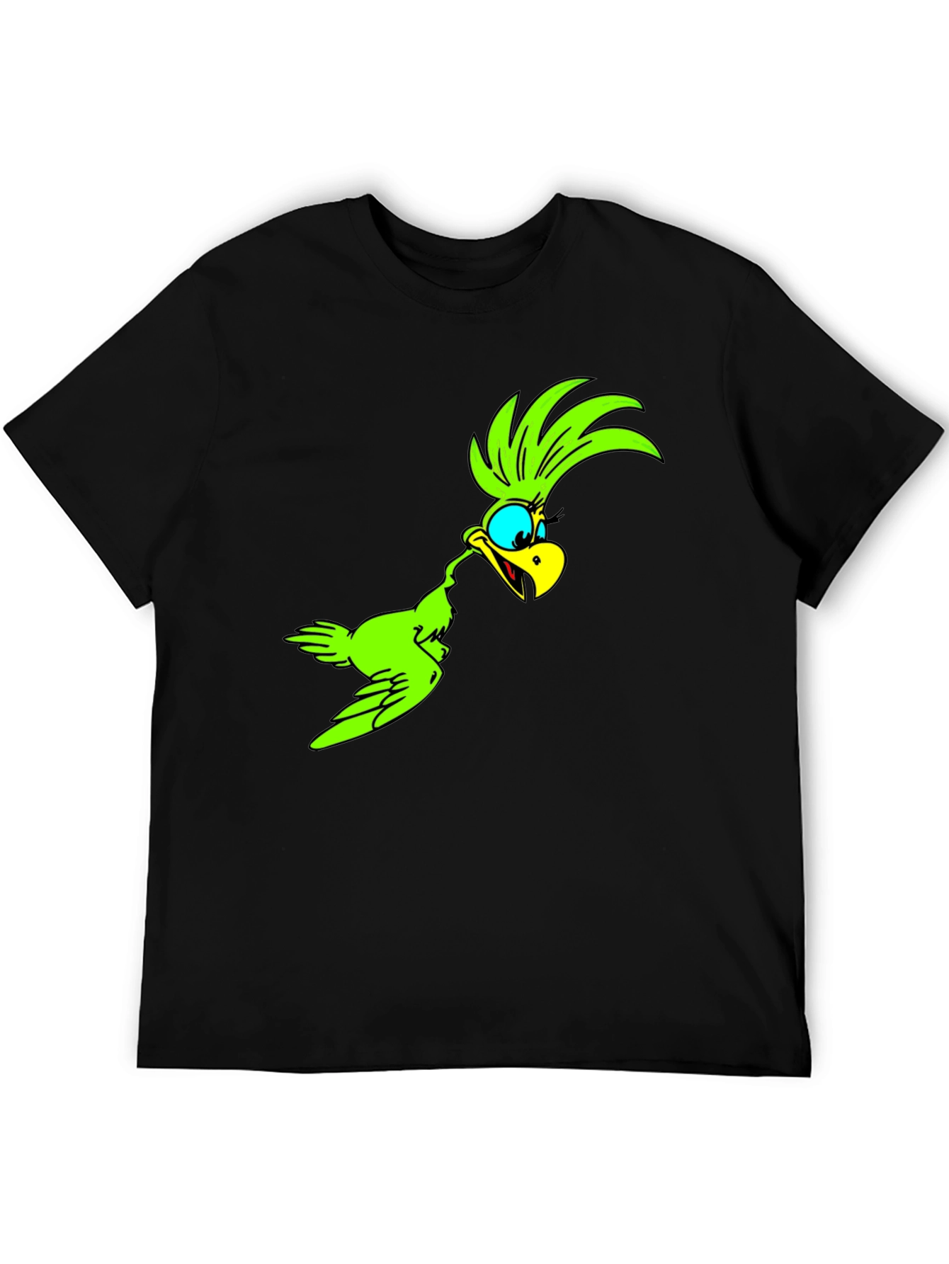 Cartoon Bird Graphic Tee - Black Unisex T-Shirt