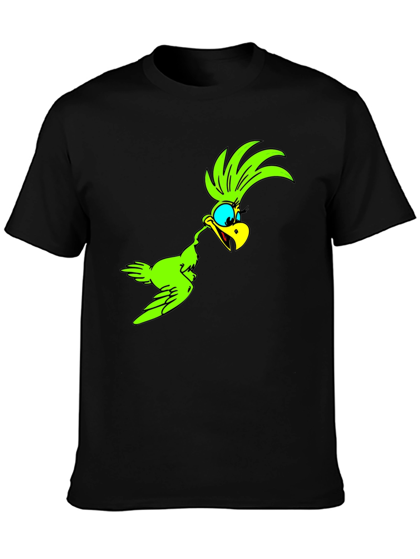 Cartoon Bird Graphic Tee - Black Unisex T-Shirt