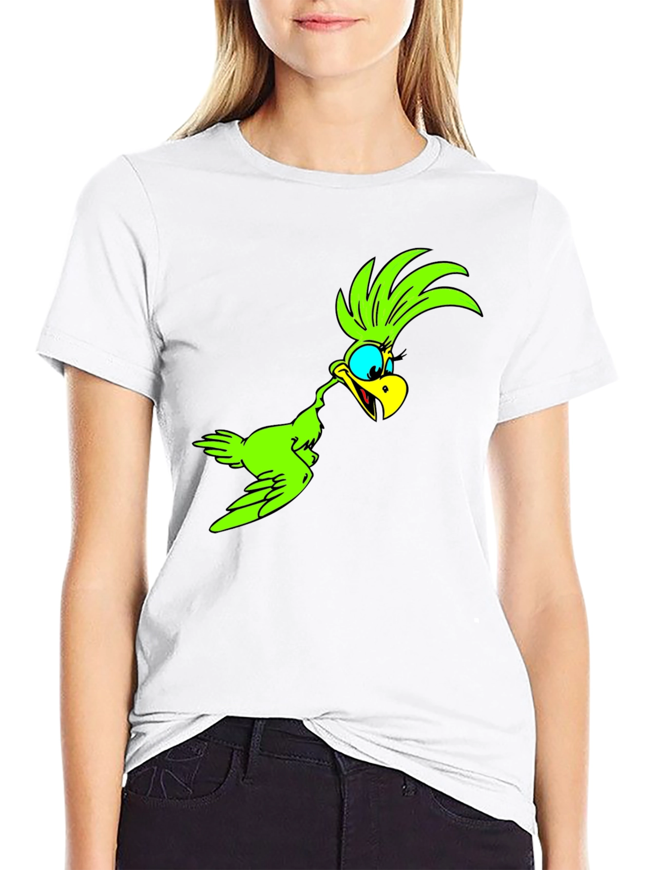 Cartoon Bird Graphic Tee - Black Unisex T-Shirt