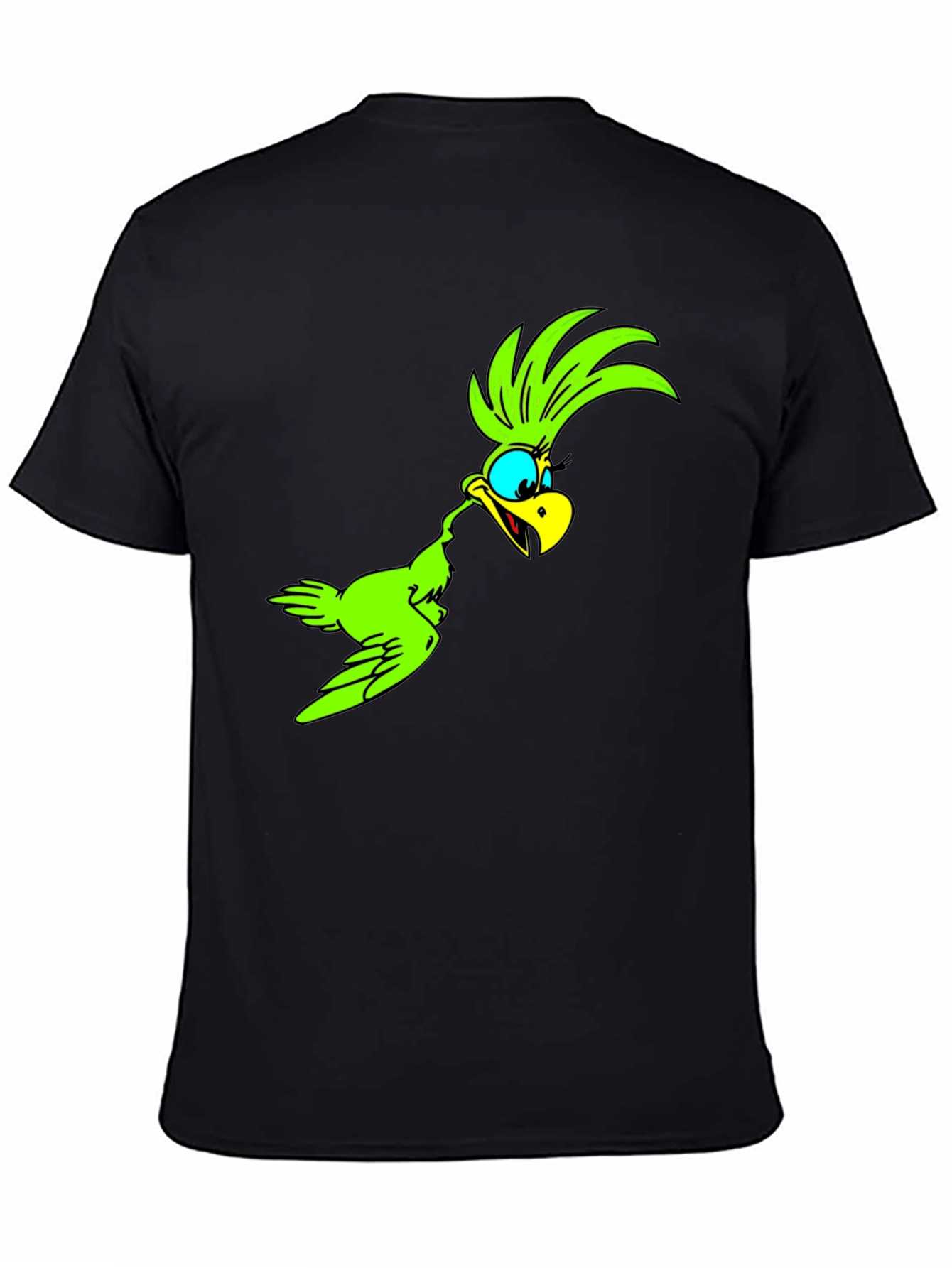 Cartoon Bird Graphic Tee - Black Unisex T-Shirt