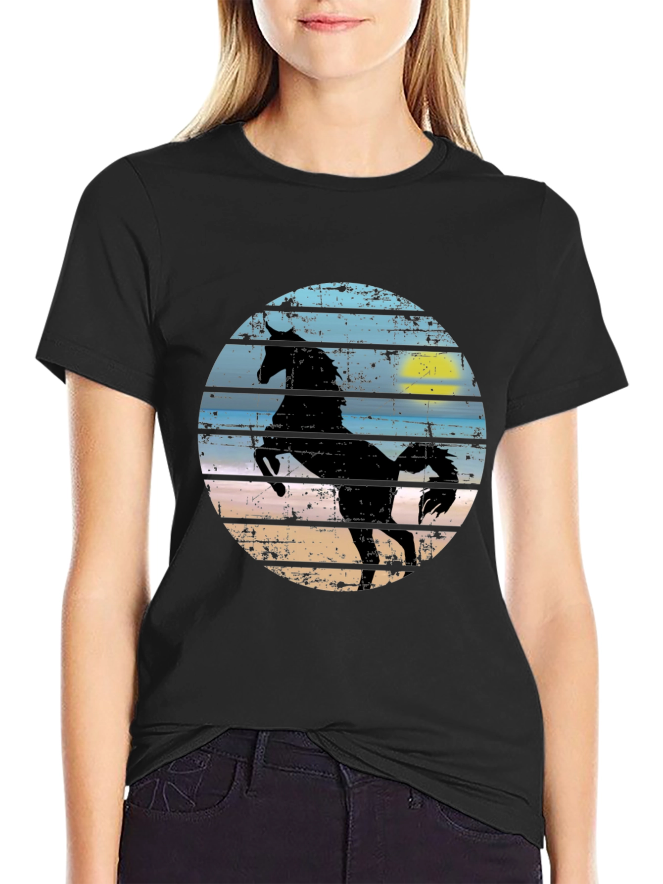 Horse Silhouette Graphic Tee - Mens Black T-Shirt