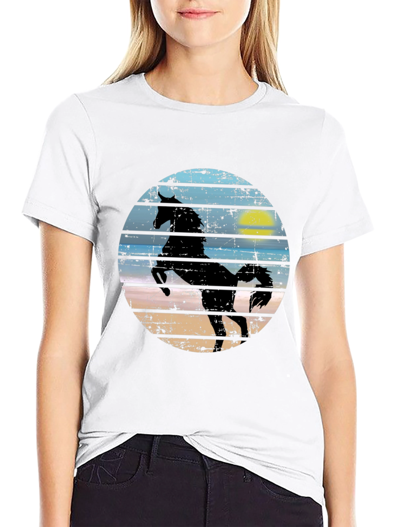 Horse Silhouette Graphic Tee - Mens Black T-Shirt