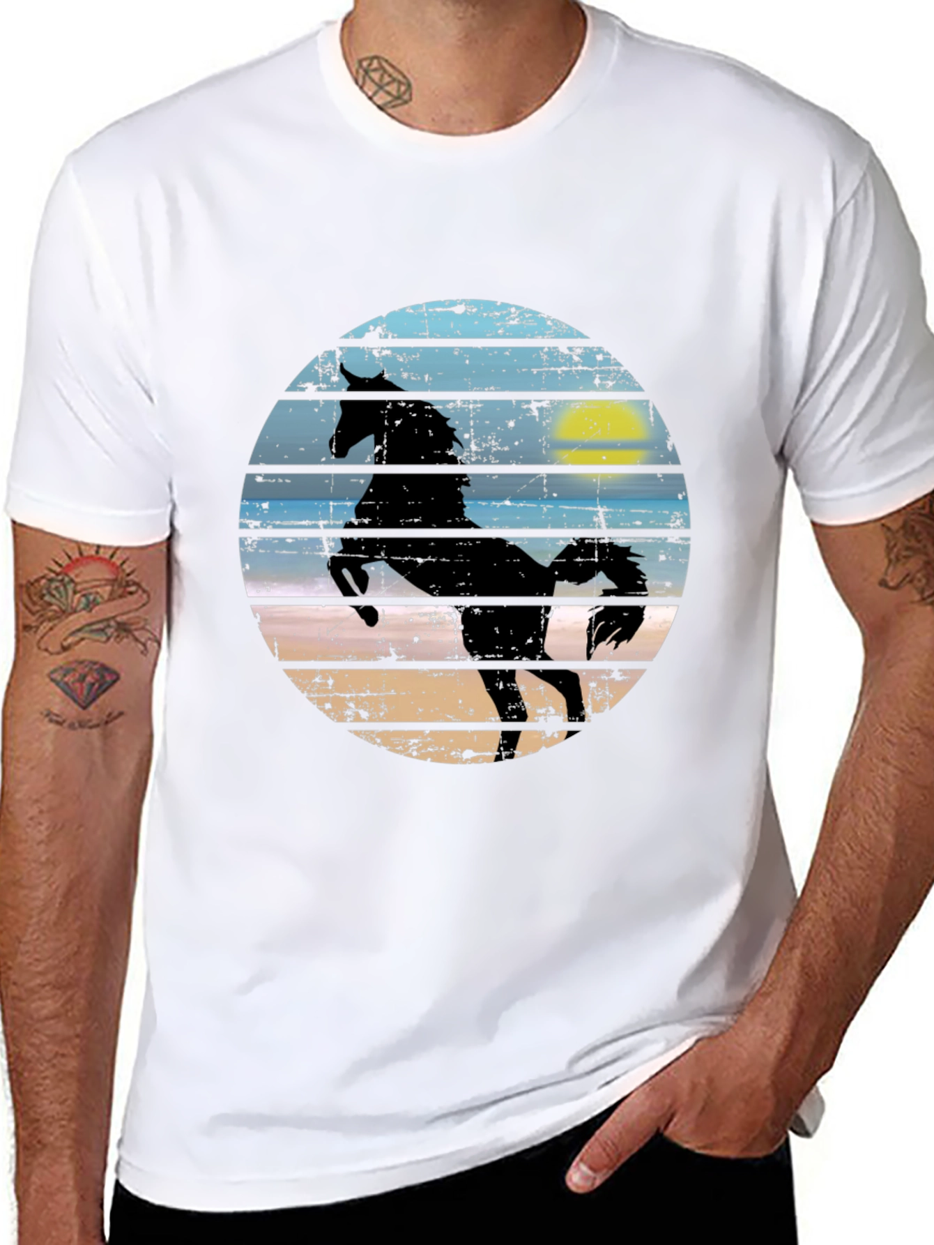 Horse Silhouette Graphic Tee - Mens Black T-Shirt