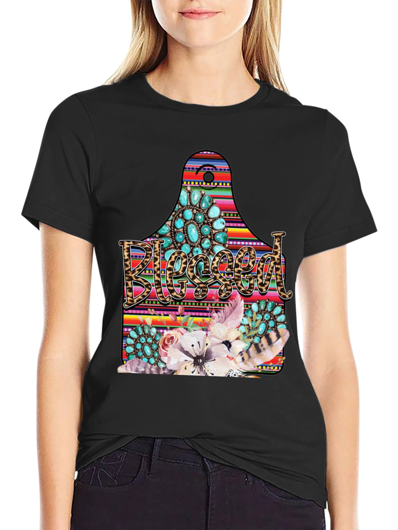 Blessed Western Graphic Tee - Black