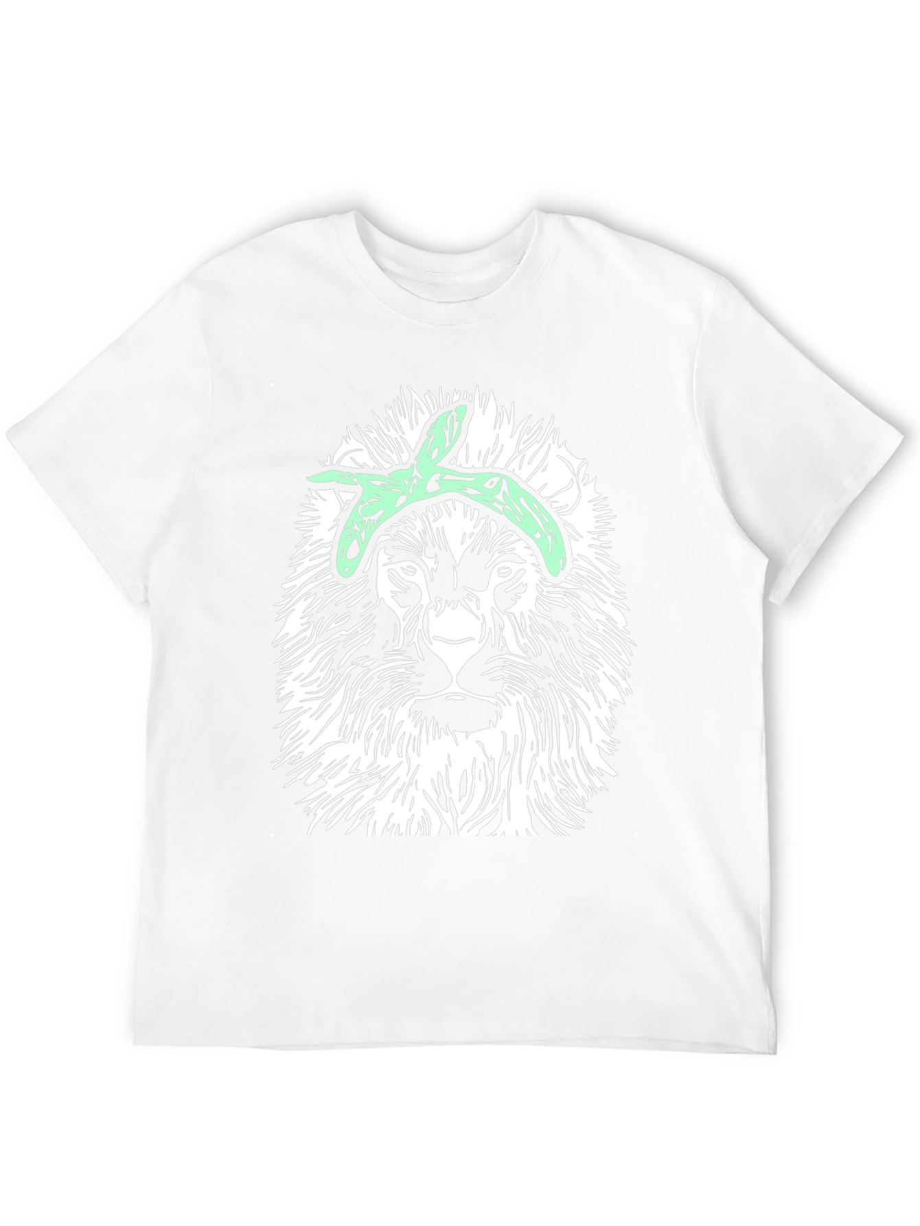 Lion Graphic Tee with Bandana - Black Casual T-Shirt