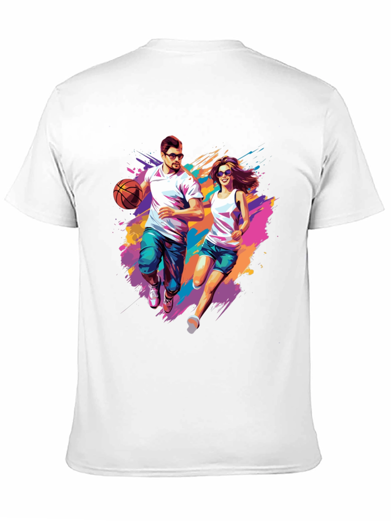 Couple Running Graphic T-Shirt - Black