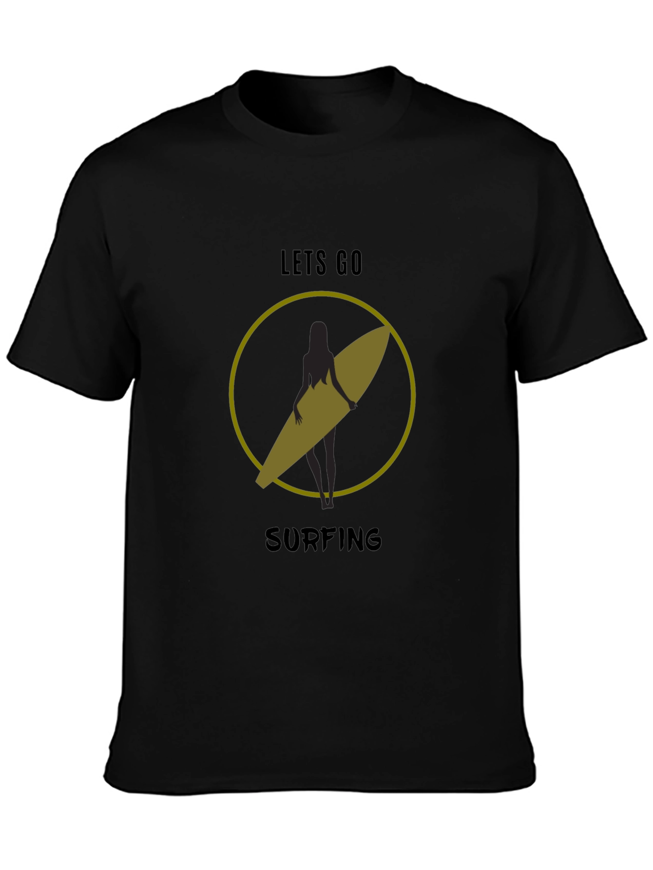 Lets Go Surfing T-Shirt - Black Graphic Tee