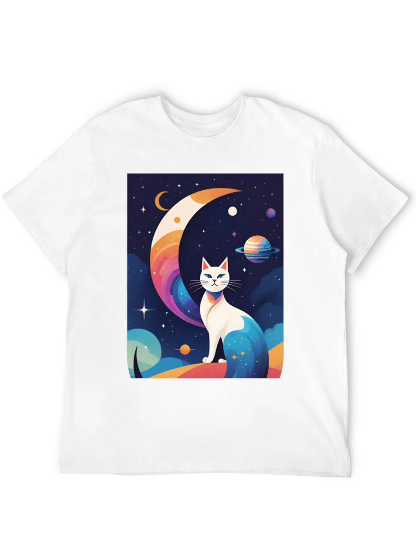 Cosmic Cat T-Shirt - Unique Galaxy Design