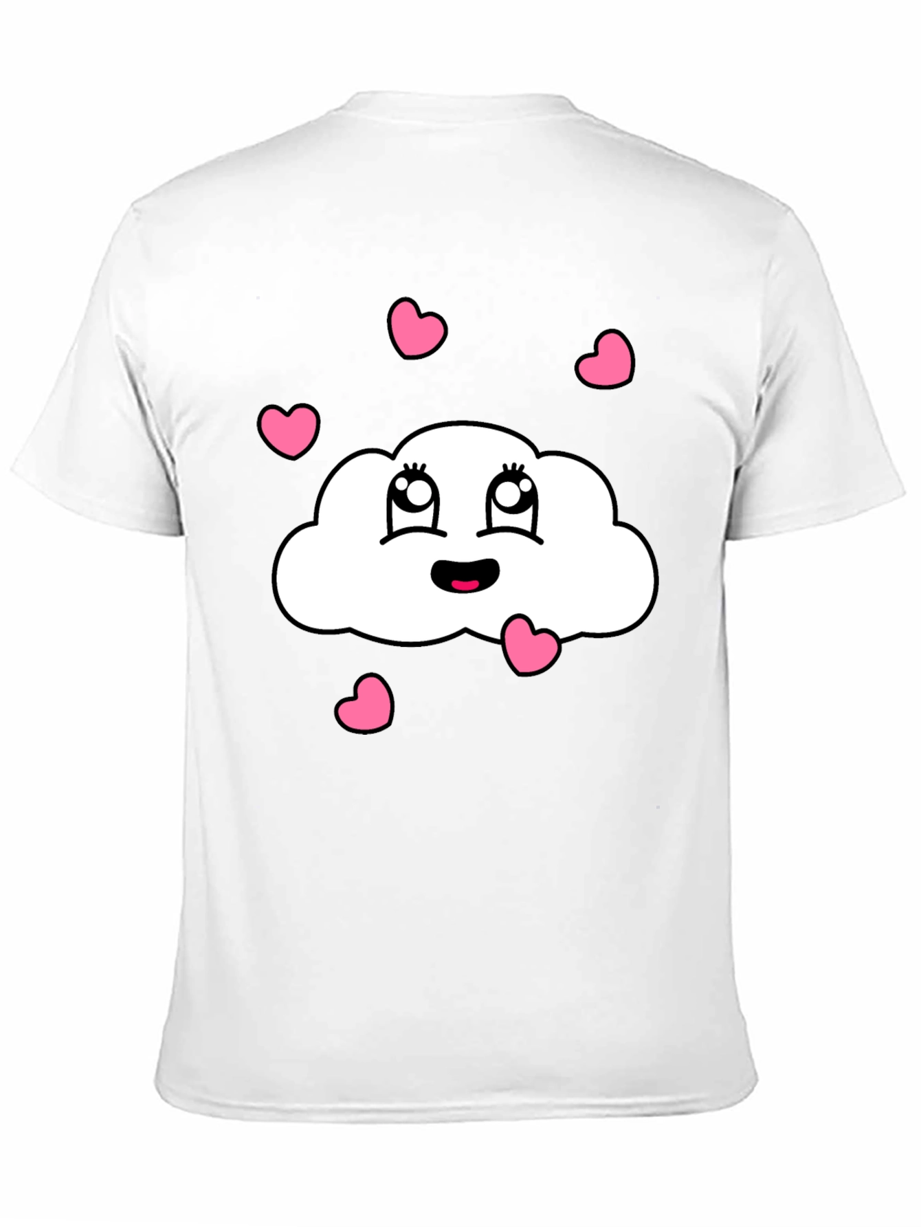 Cute Cloud Heart Graphic Black T-Shirt