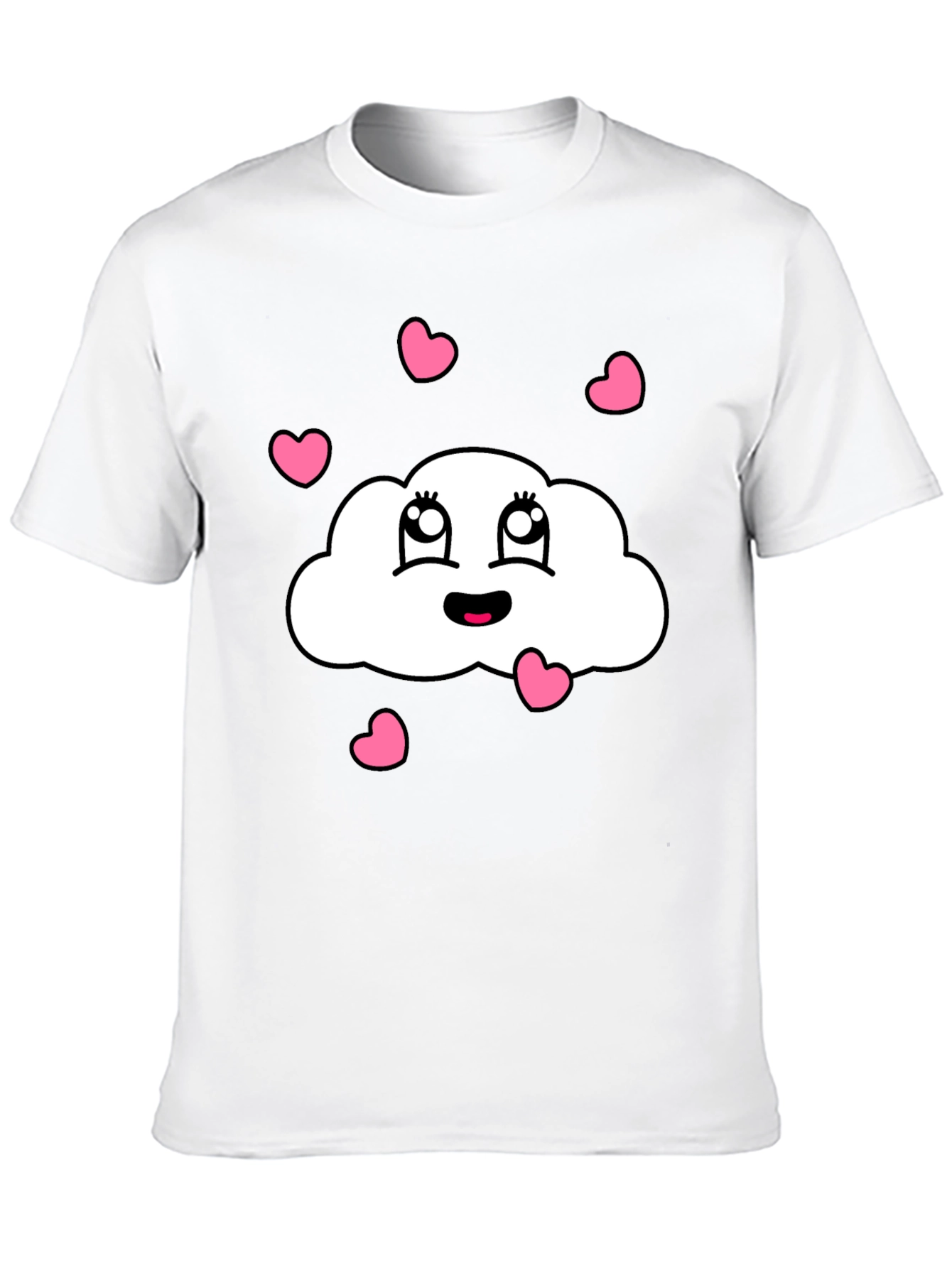 Cute Cloud Heart Graphic Black T-Shirt