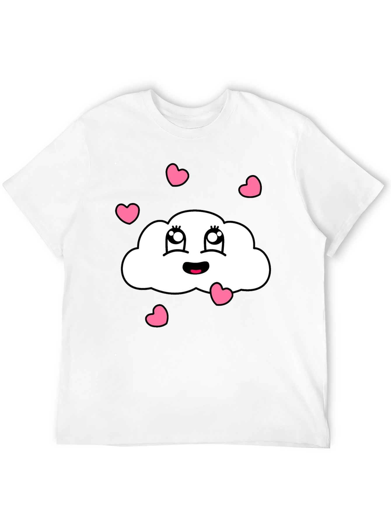 Cute Cloud Heart Graphic Black T-Shirt