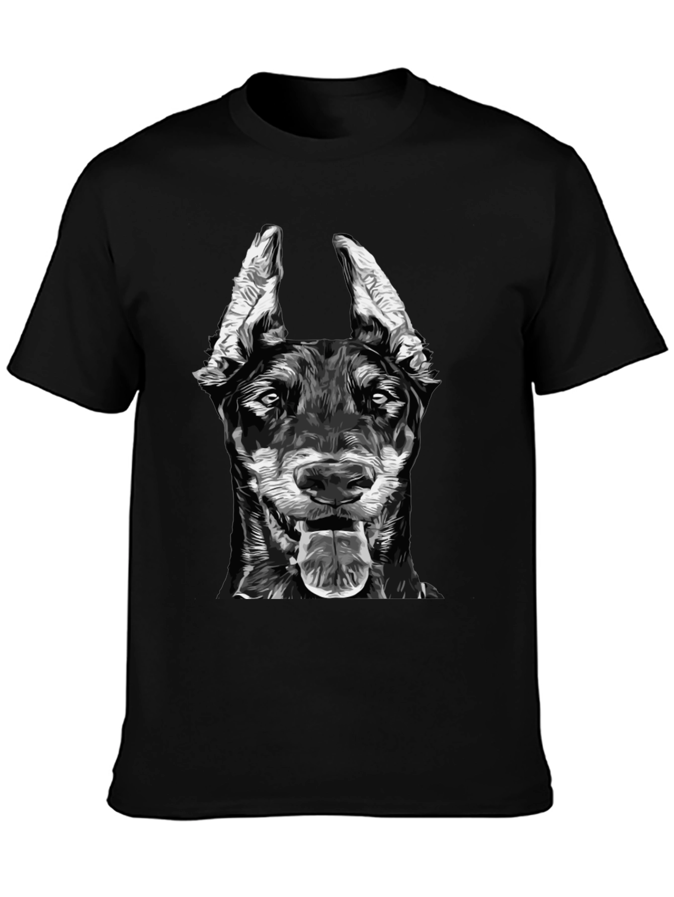 Doberman Dog Graphic Print Black T-Shirt