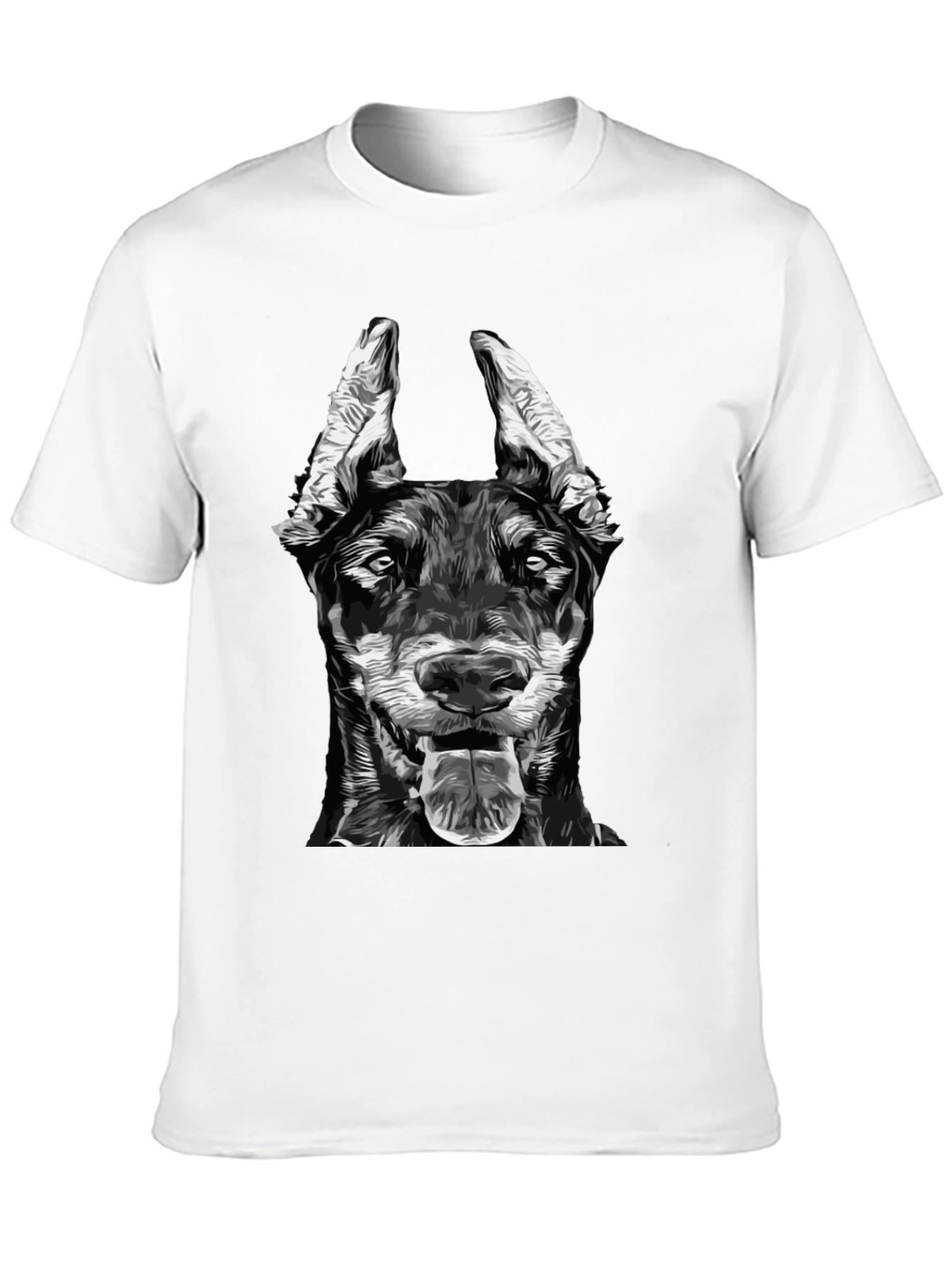 Doberman Dog Graphic Print Black T-Shirt