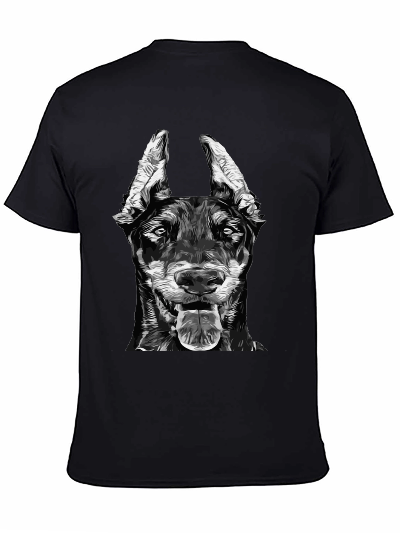 Doberman Dog Graphic Print Black T-Shirt