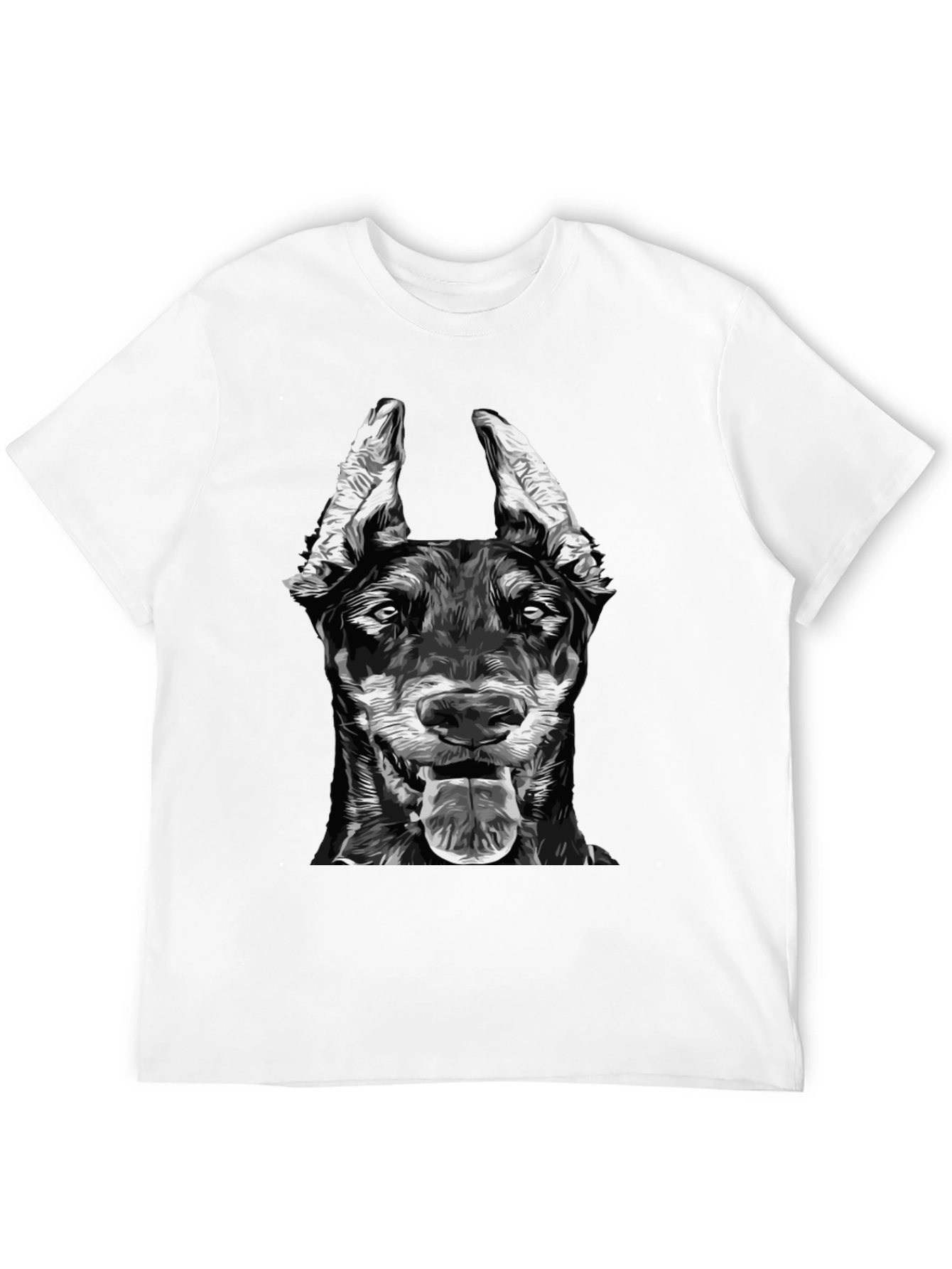 Doberman Dog Graphic Print Black T-Shirt