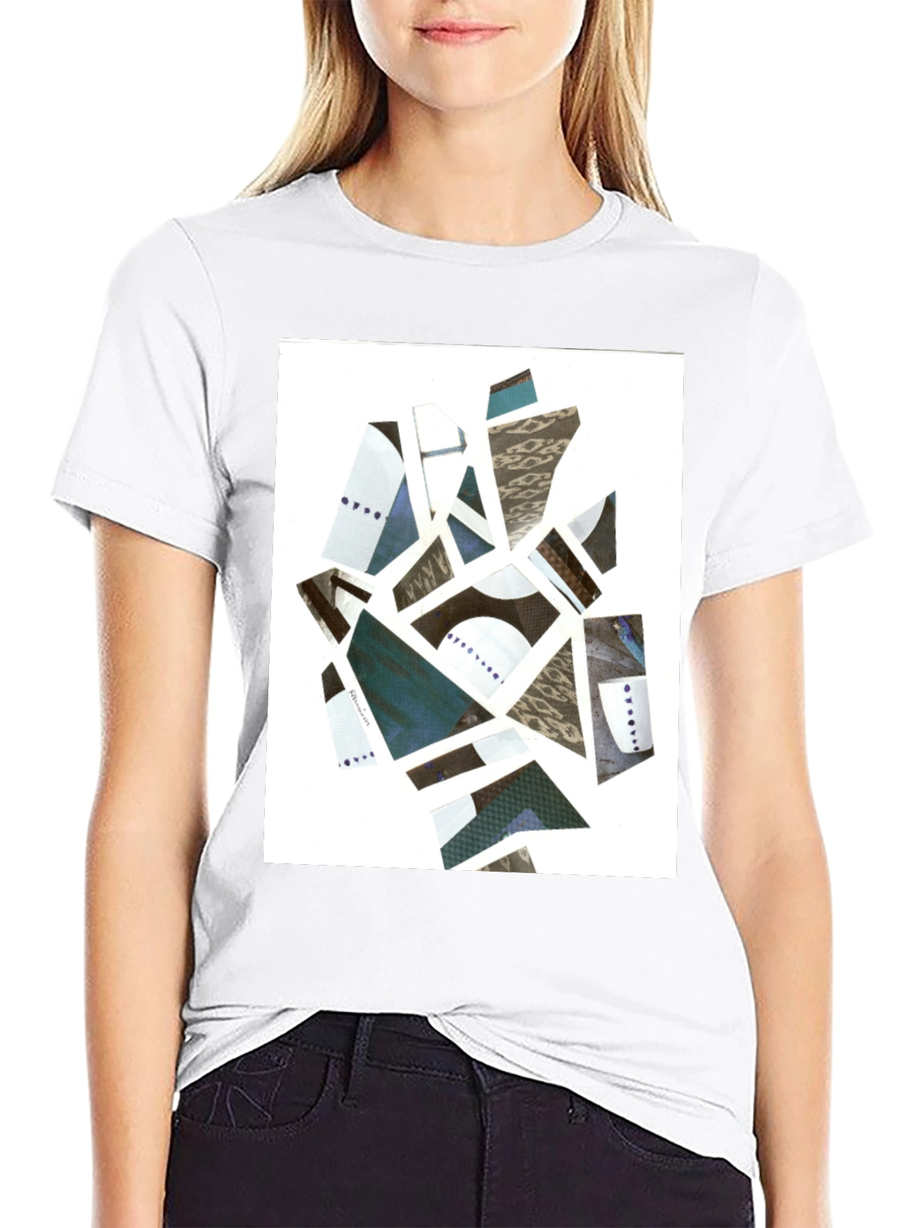 Abstract Geometric Collage Tee - Modern Art Shirt