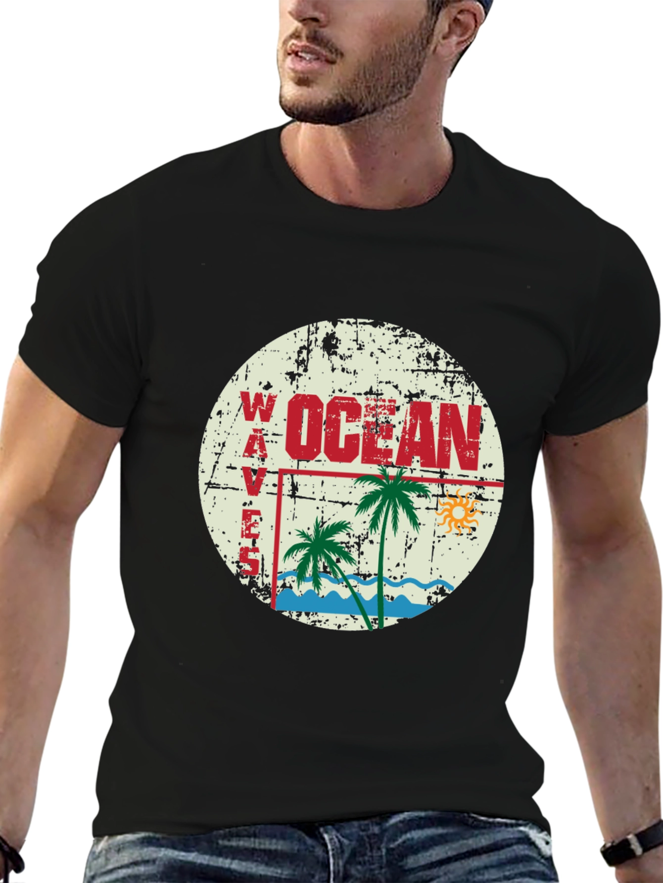 Ocean Waves Graphic T-Shirt - Retro Beach Vibes