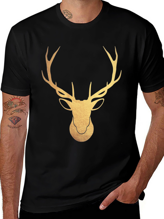 Golden Deer Graphic T-Shirt - Stylish Stag Tee