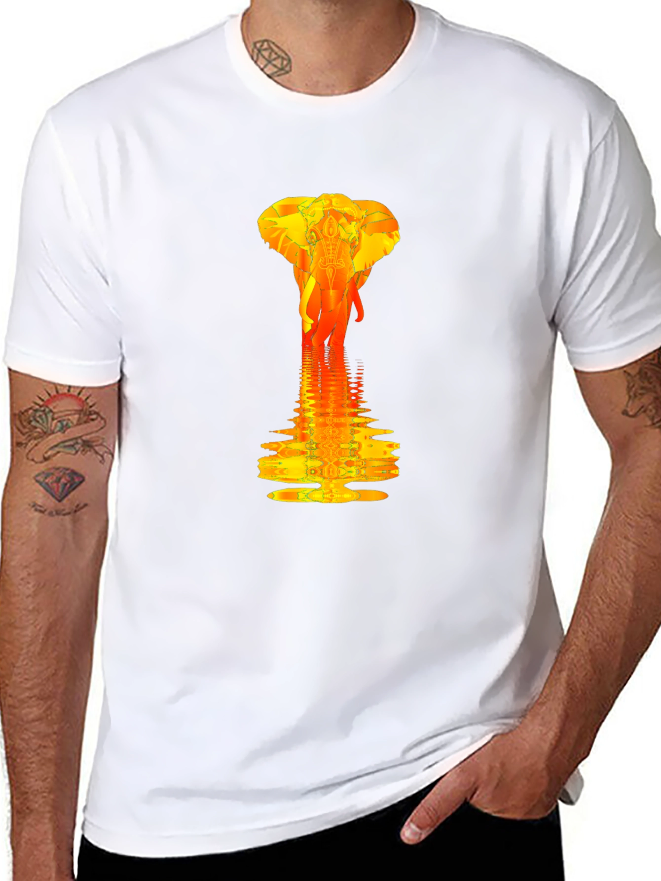 Elephant Reflection Graphic Tee - Modern Artistic Design