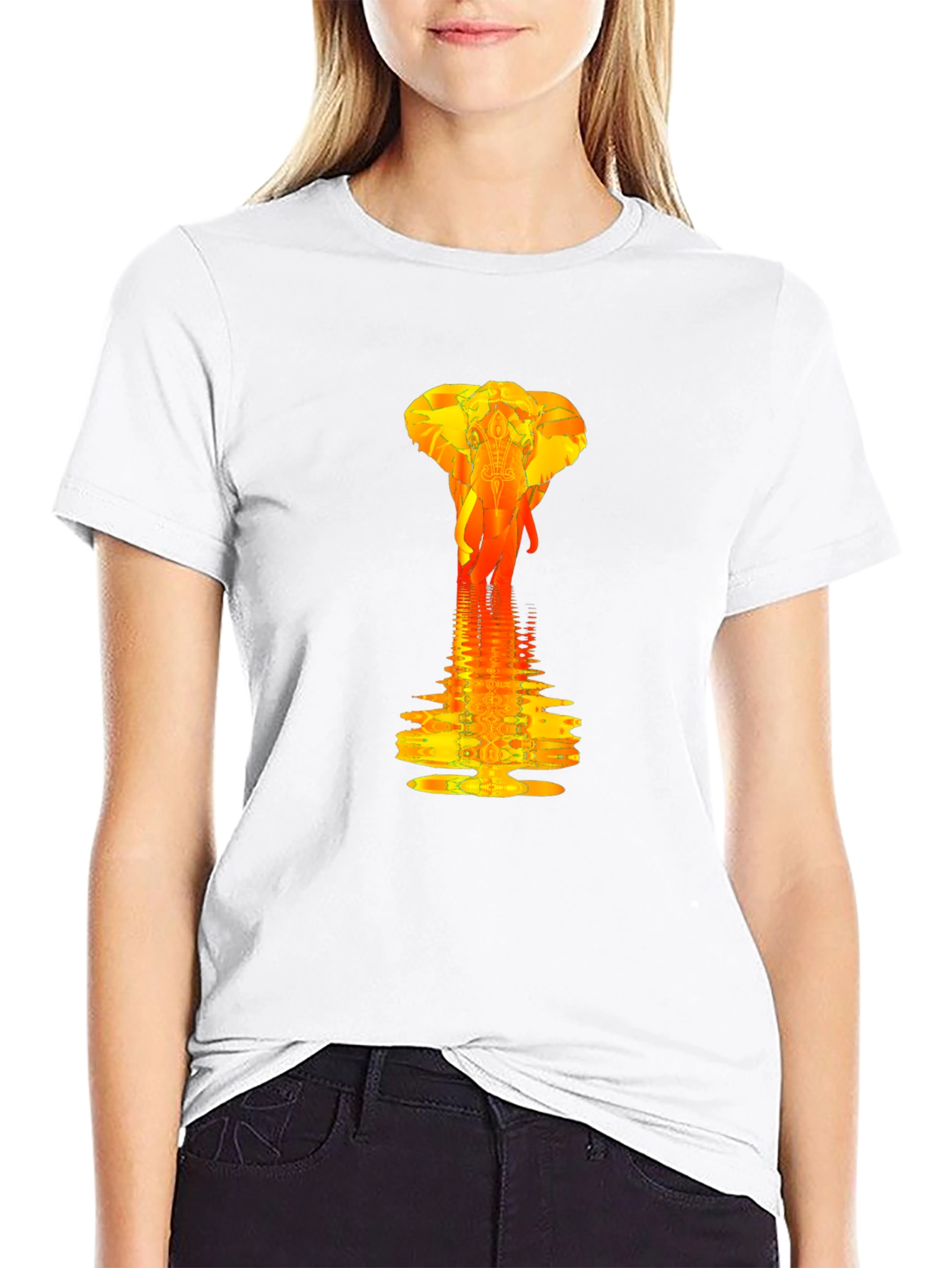 Elephant Reflection Graphic Tee - Modern Artistic Design