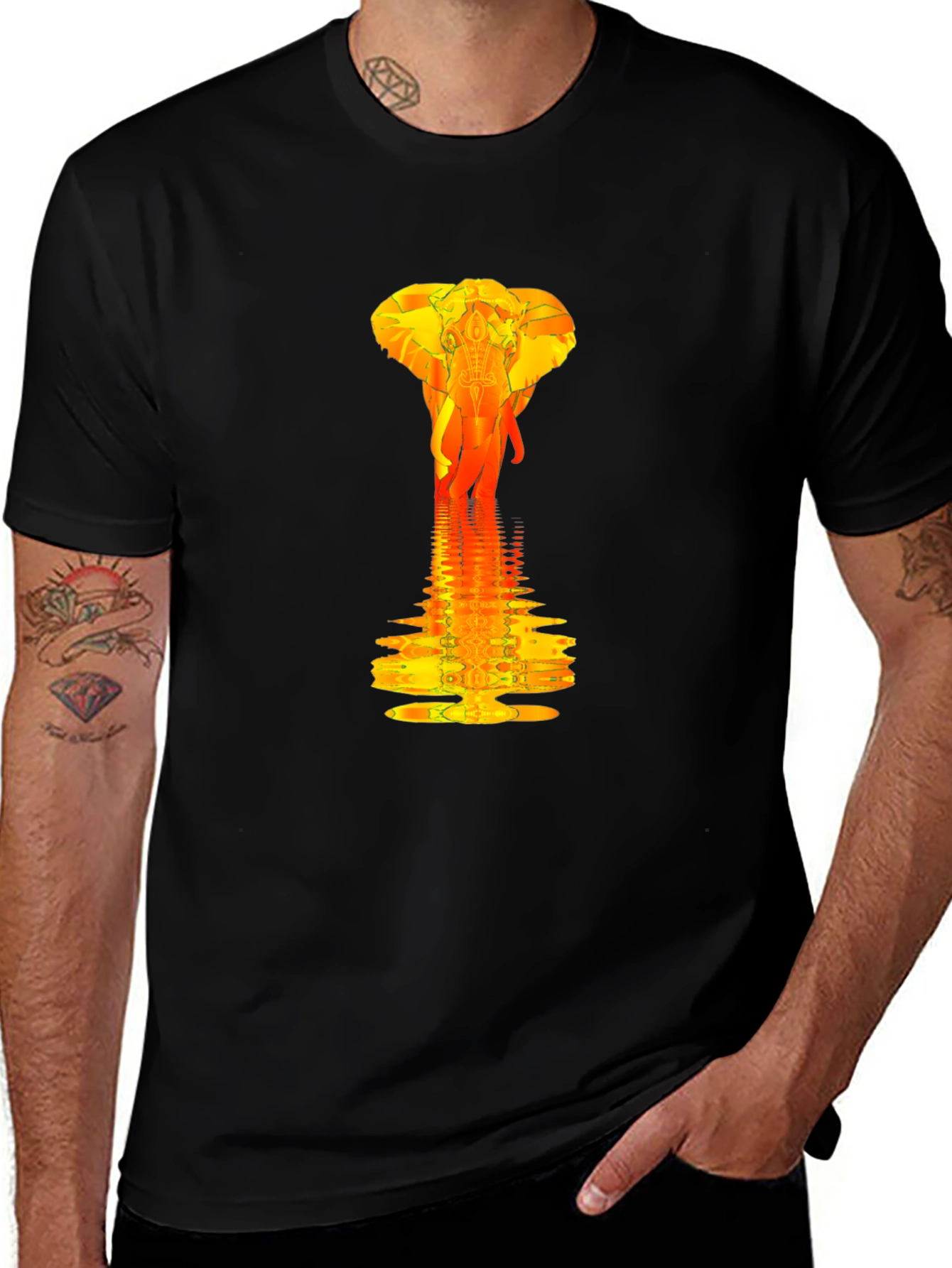 Elephant Reflection Graphic Tee - Modern Artistic Design