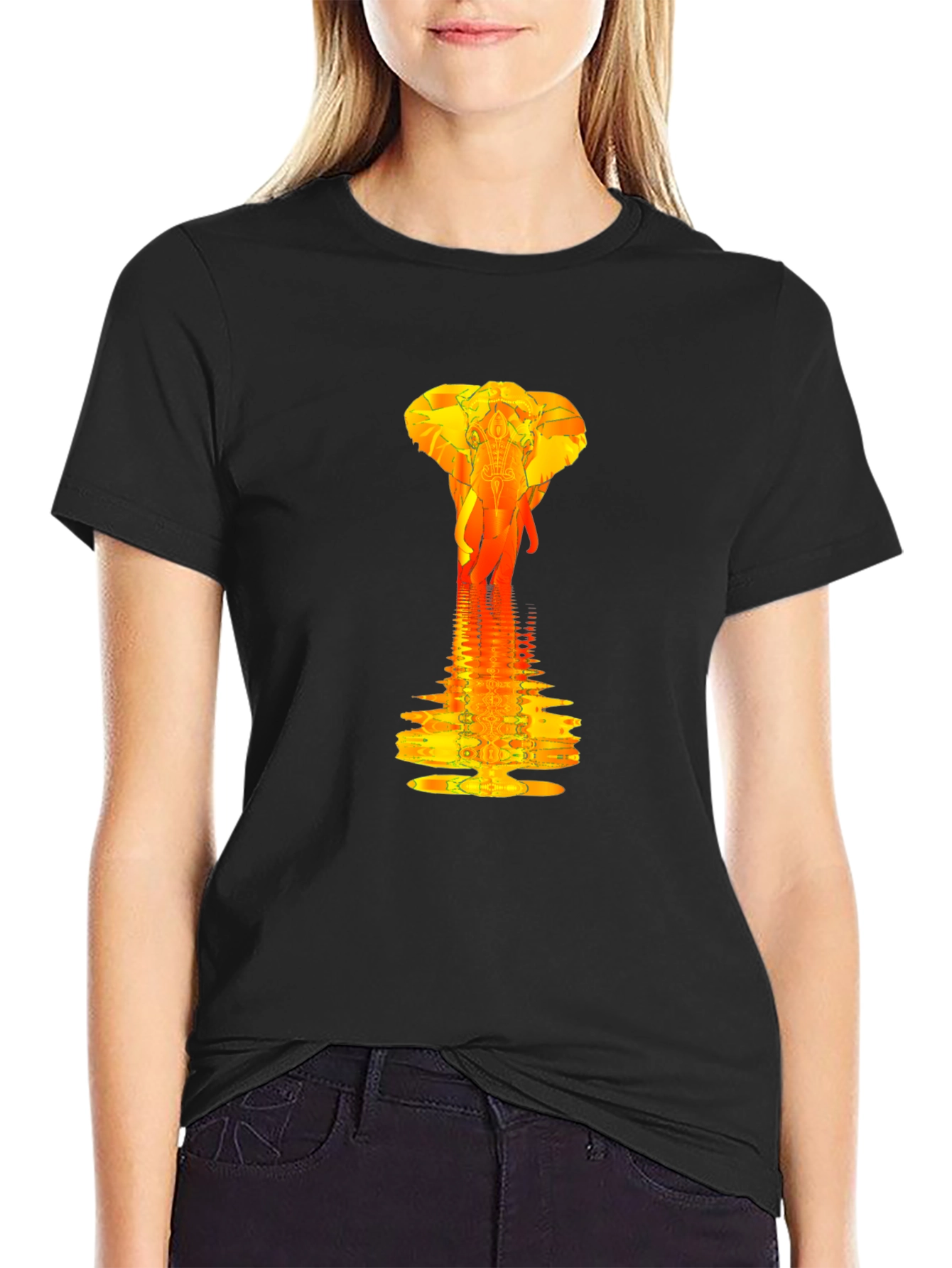 Elephant Reflection Graphic Tee - Modern Artistic Design