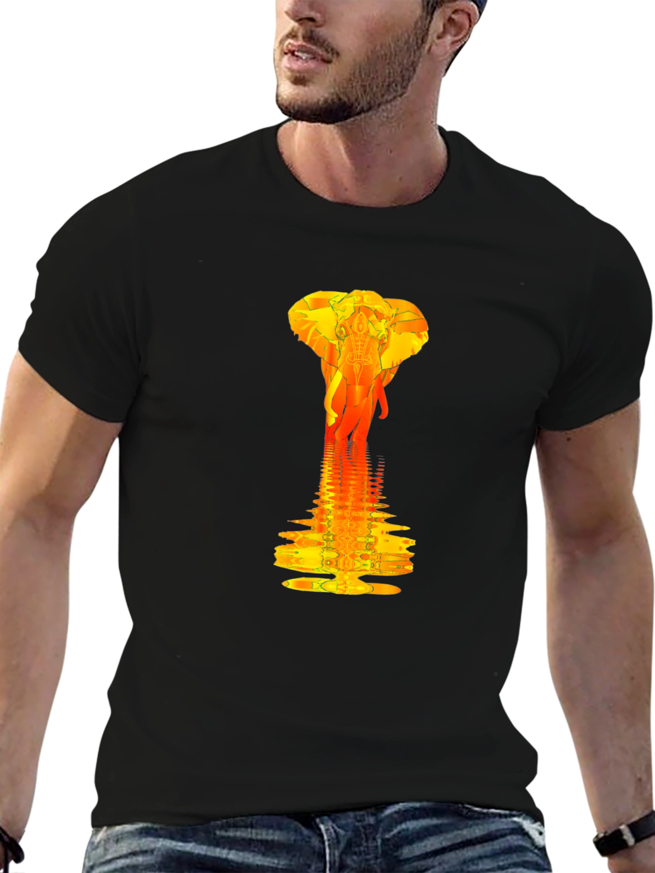 Elephant Reflection Graphic Tee - Modern Artistic Design