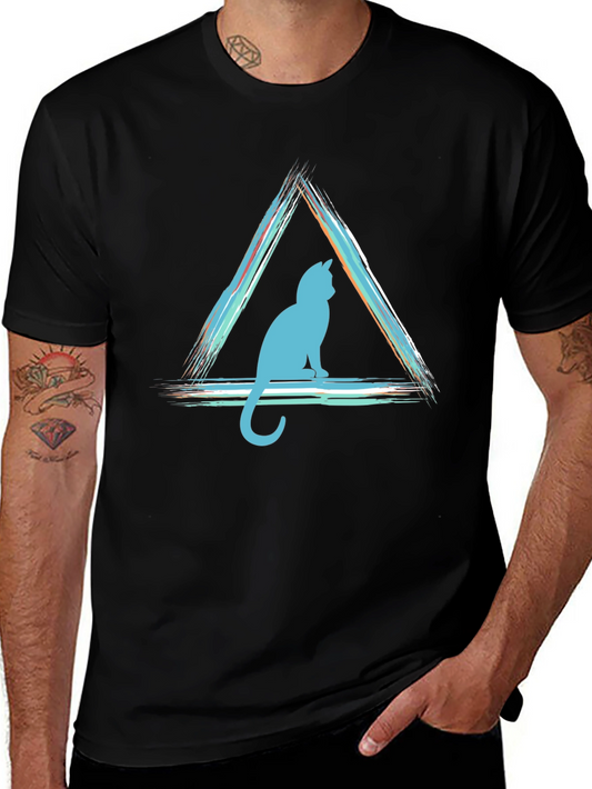 Geometric Cat T-Shirt - Modern Style
