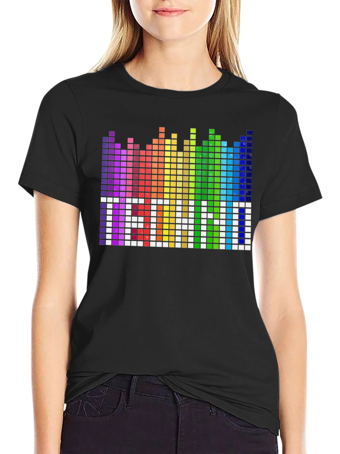 Pixel Techno T-Shirt - Rainbow Equalizer Design