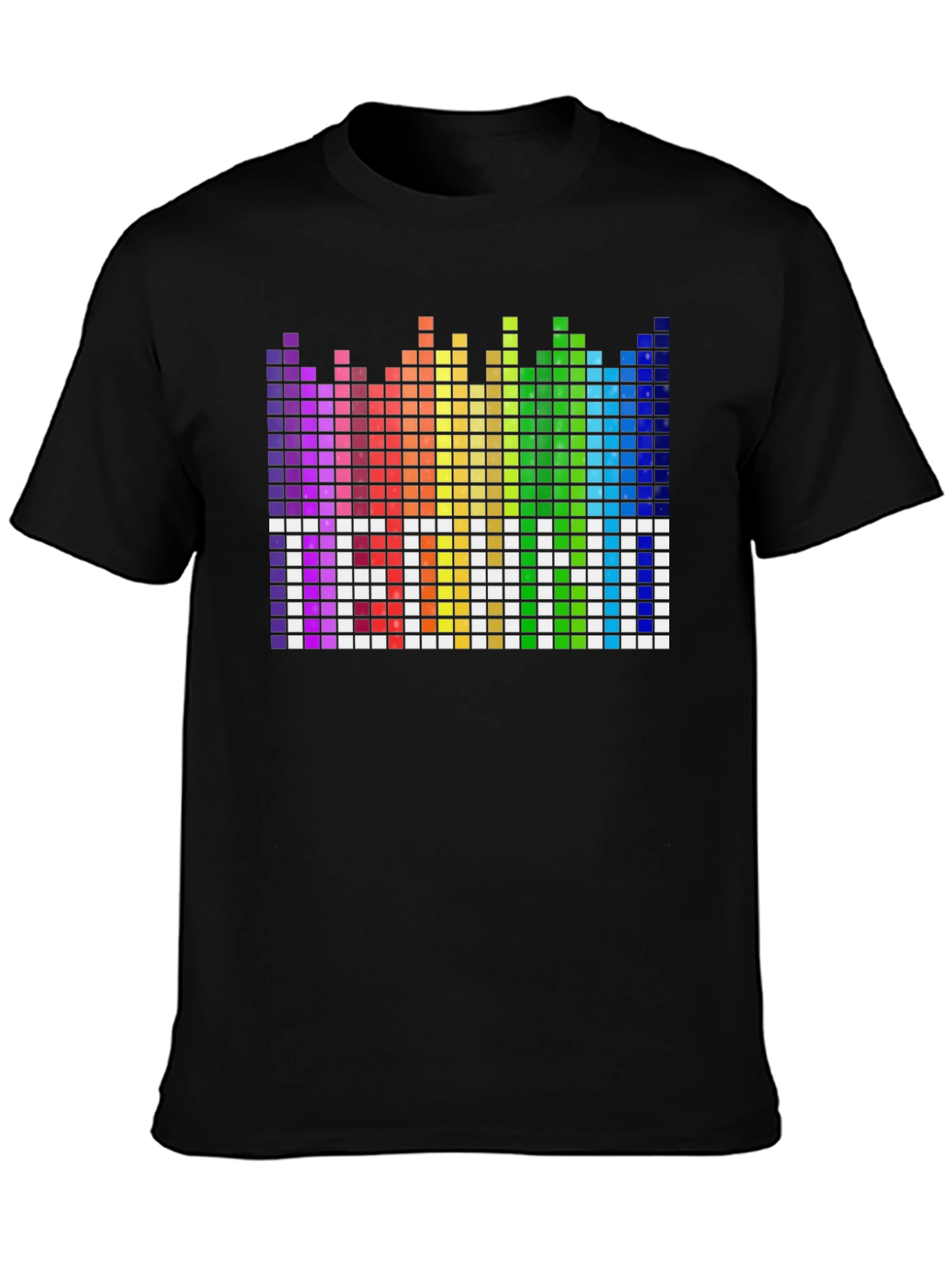 Pixel Techno T-Shirt - Rainbow Equalizer Design