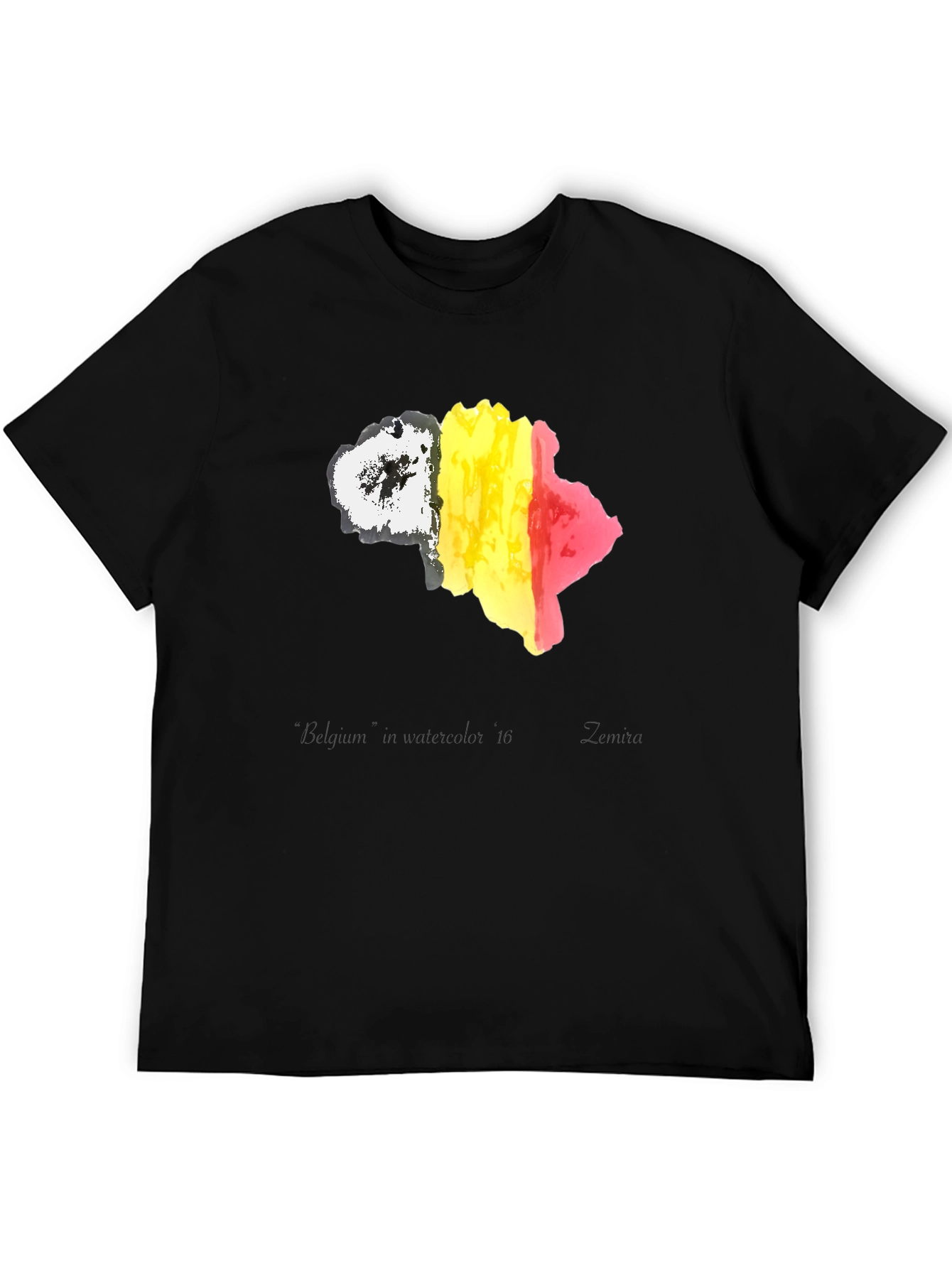Belgium Flag Map T-Shirt - Black Cotton Tee