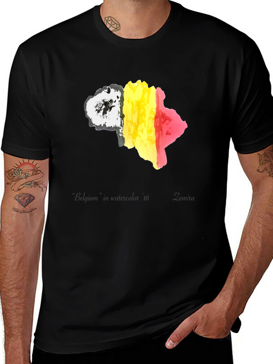 Belgium Flag Map T-Shirt - Black Cotton Tee