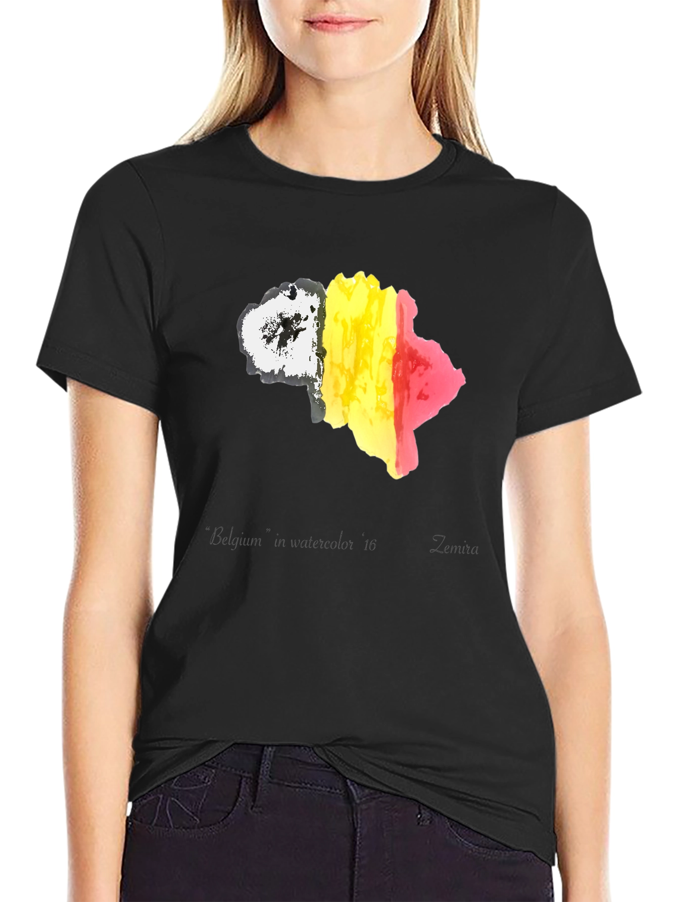 Belgium Flag Map T-Shirt - Black Cotton Tee
