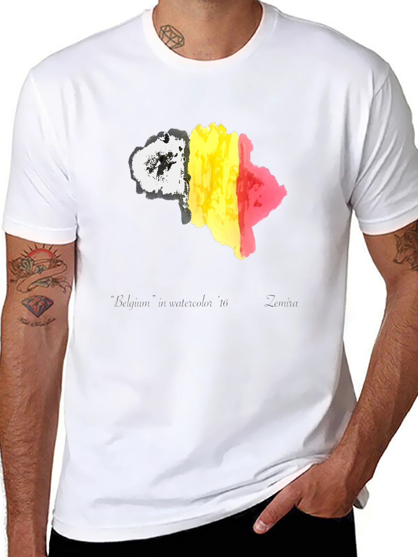 Belgium Flag Map T-Shirt - Black Cotton Tee