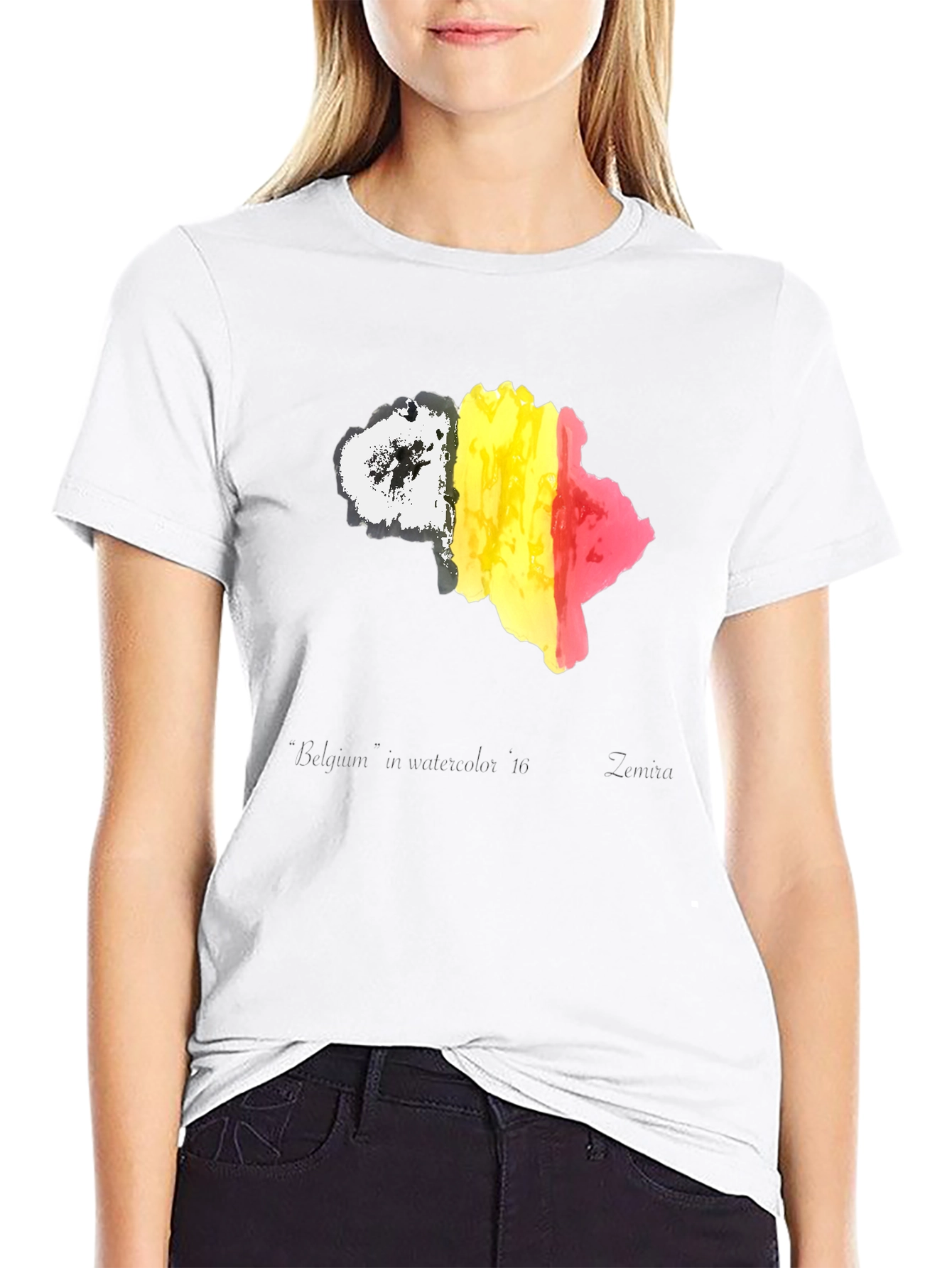 Belgium Flag Map T-Shirt - Black Cotton Tee