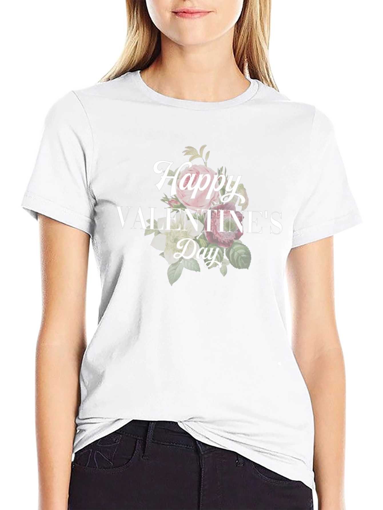 Happy Valentines Day Floral T-Shirt