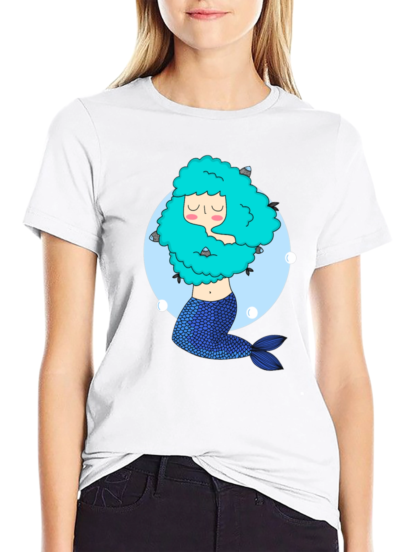 Mermaid Graphic Tee - Unique Black T-Shirt
