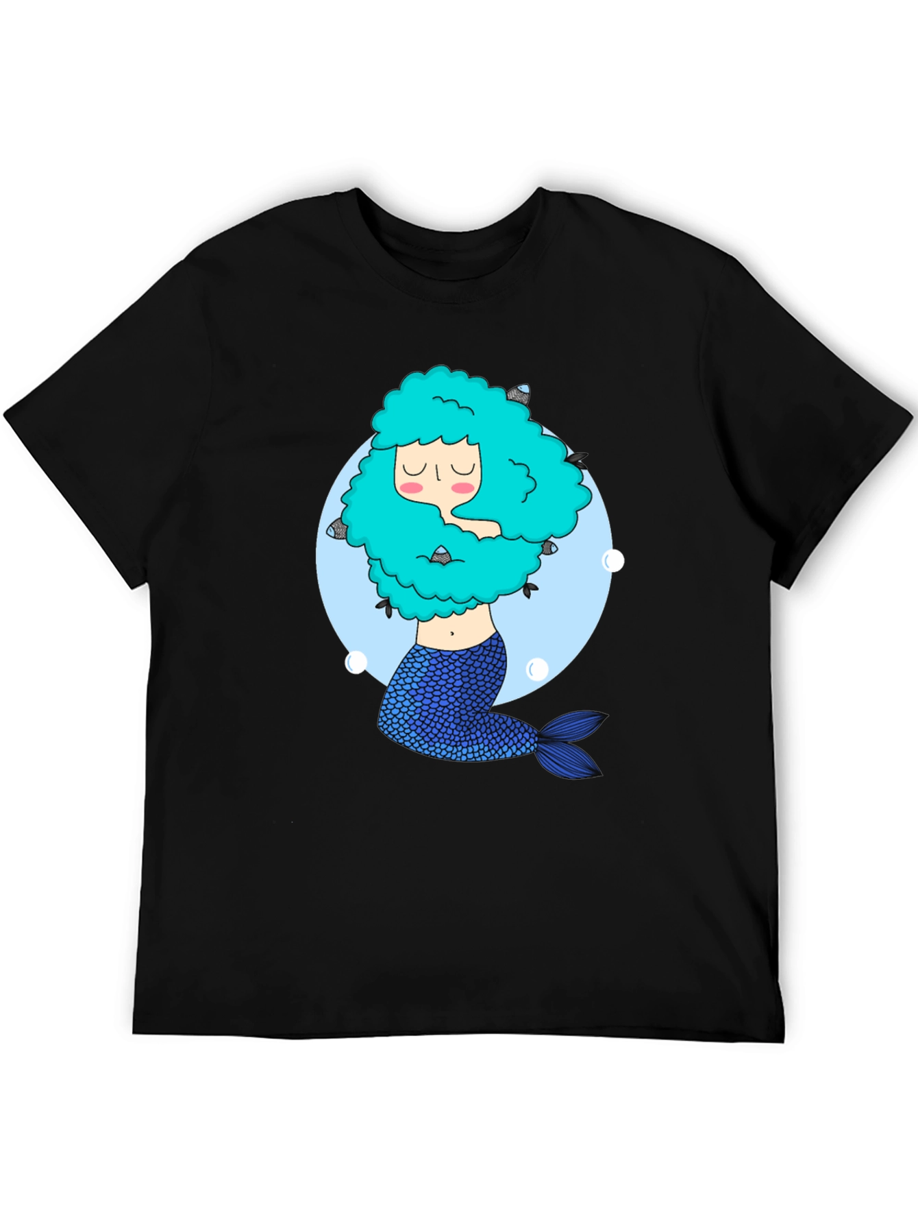 Mermaid Graphic Tee - Unique Black T-Shirt
