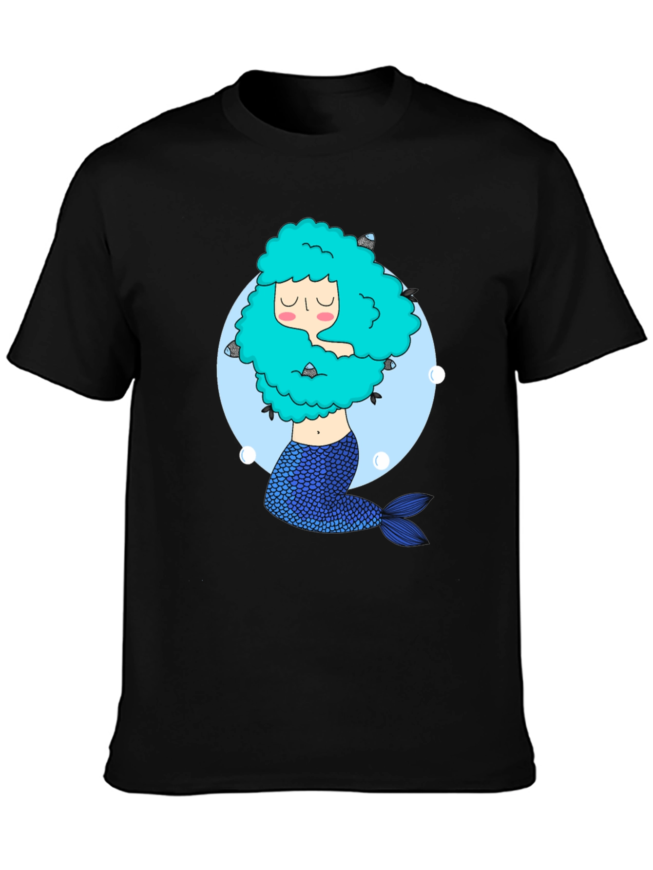 Mermaid Graphic Tee - Unique Black T-Shirt