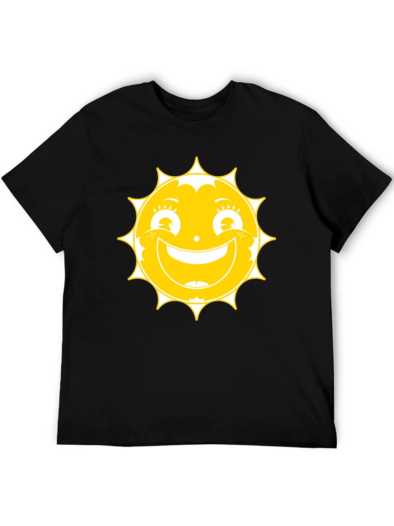 Sunny Face Graphic Tee - Black Cotton T-Shirt
