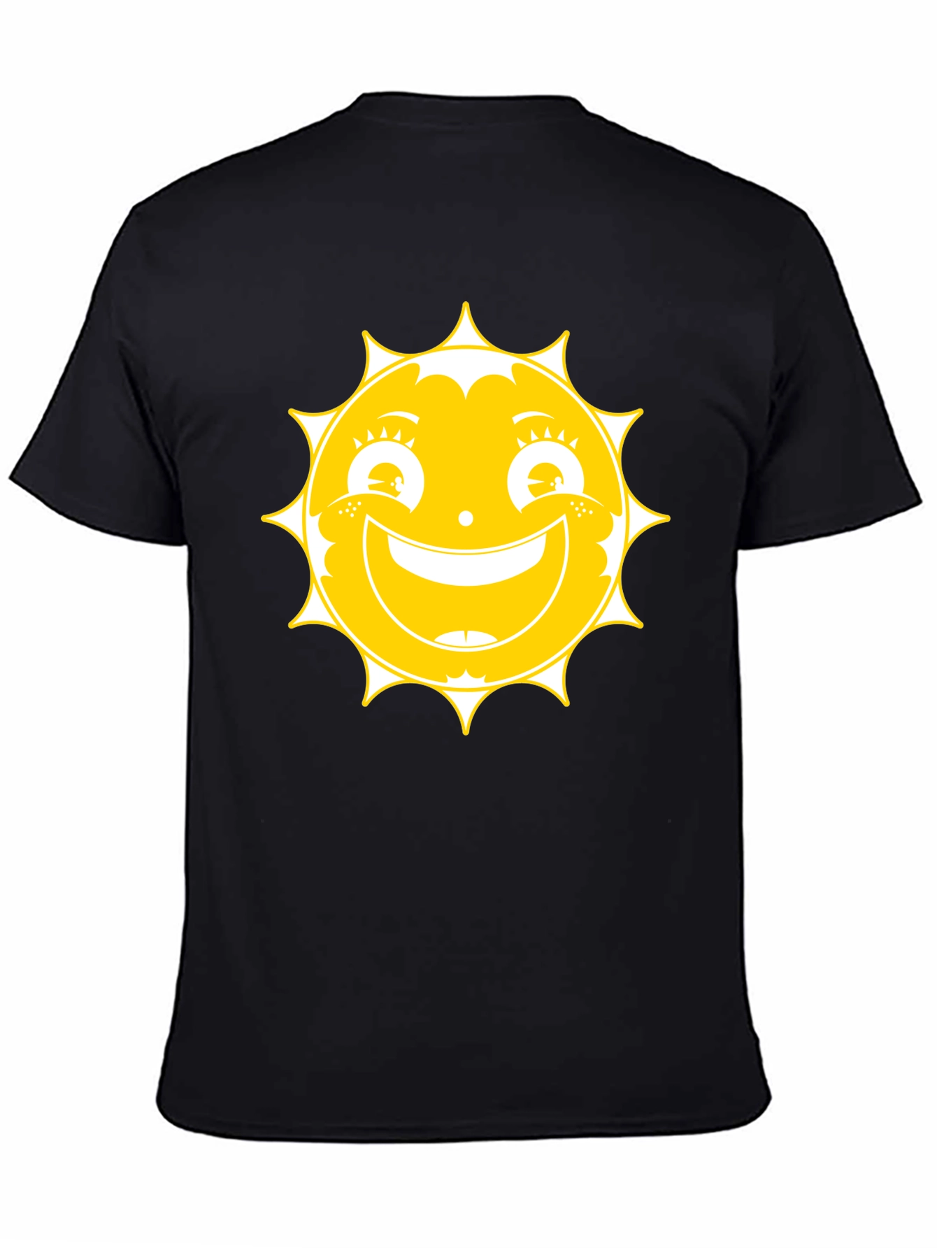 Sunny Face Graphic Tee - Black Cotton T-Shirt