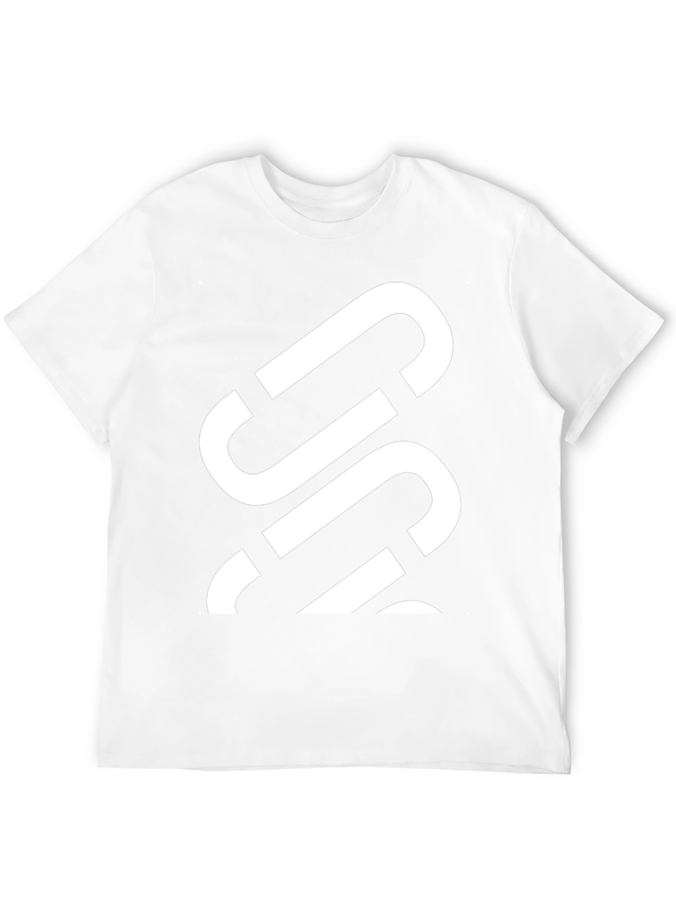 Mens Black Graphic Tee - Abstract White Design